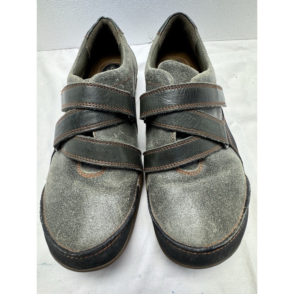 Women's 9M Clarks Artisan Leather Shoes Emma Felicia Brown Cross Strap Slip‎ on